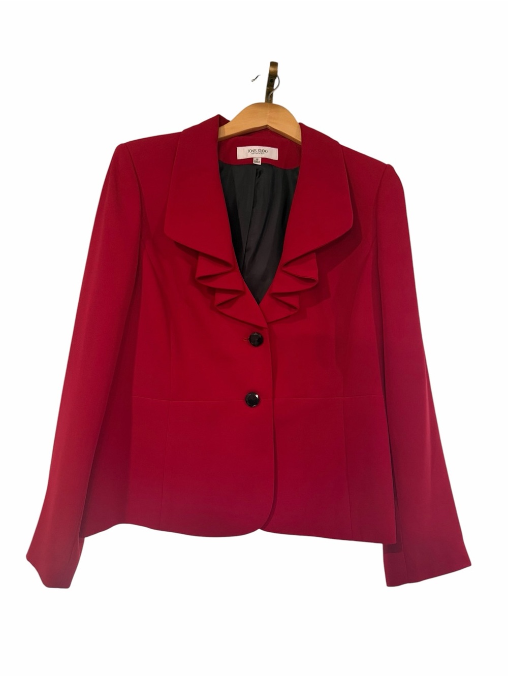 Jones Studio Ruffle-Trim Red Blazer - Picture 3 of 10